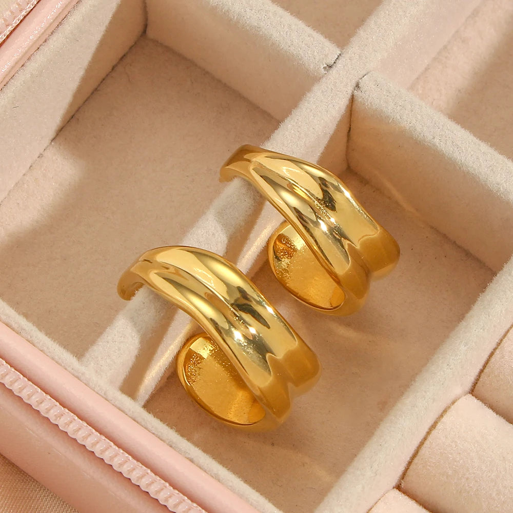 Shiny Gold Twist Hoops